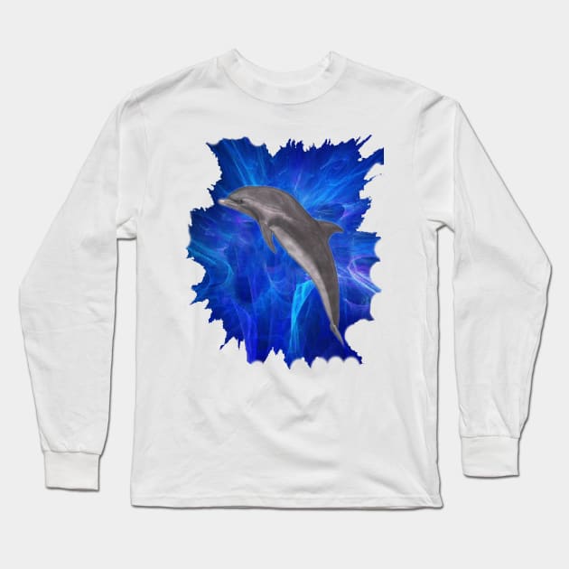 Dolphin blue splash Long Sleeve T-Shirt by dodgerfl